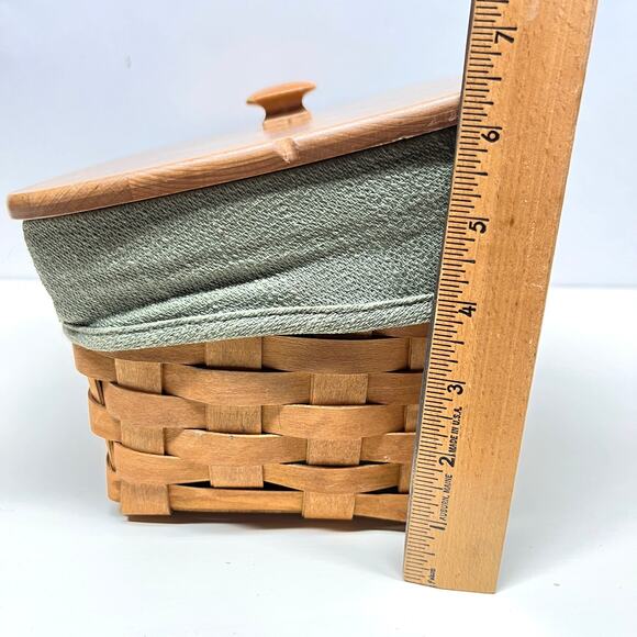 Longaberger Vanity Basket with Wood Lid Cloth Liner Plastic Liner - Picture 10 of 10